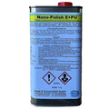 Ein zylindrisches metallgebinde mit rotem verschluss und blauem etikett für heidt & schwarzfeld nano-polish e pu politur 1kg