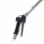Black and gray industrial pressure washer nozzle with red trigger attached to metallic hose in hermes chemie teleskoplanze t2 professional