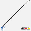 Black extendable pressure washer wand with blue spray gun and silver nozzle for high-pressure cleaning hermes kombilanze ecoline 10 m