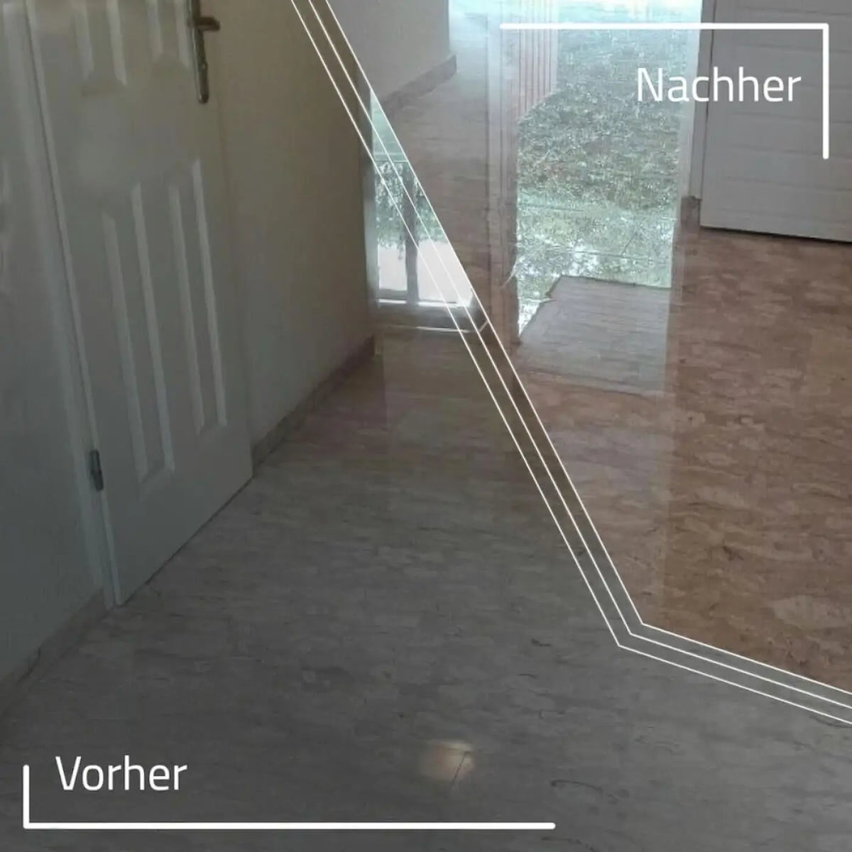 Polierter beiger marmorboden mit feiner musterung hergestellt mit herwetec schukolin polymergrund plus härter