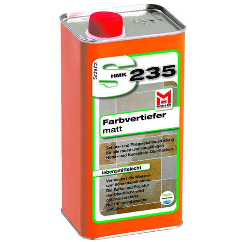 Orange metallkanister mit rotem verschluss und grunem etikett von schutz hmk 235 fur matt farbvertiefer 5l