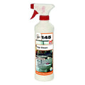 Weiße plastik-sprühflasche mit rotem abzug und deckel etikettiert r145 top clean von moellerstonecare steinreiniger 250ml