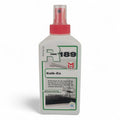 Weiße kunststoff-sprühflasche mit rotem deckel und grünem etikett hmk 189 kalk-ex zur kalkentfernung 250ml
