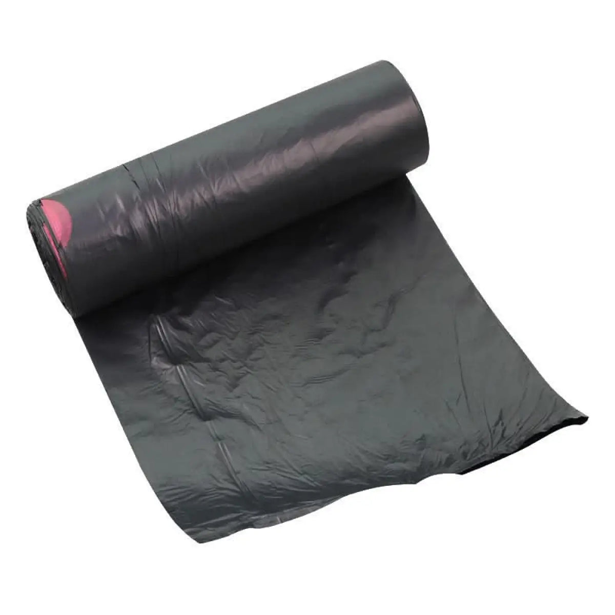 HygoClean müllbeutel rolle 60l schwarz mit zugband ldpe und pinkem rundem logo am ende