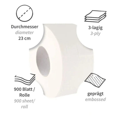 HygoClean Toilettenpapier, Jumbo, 3-lagig Zellulose