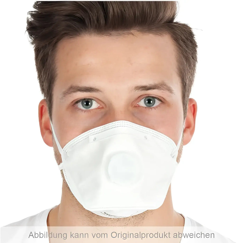 Weiße ffp2 atemschutzmaske mit zentralem ausatemventil faltbar 10 stück hygo star ffp3 nr