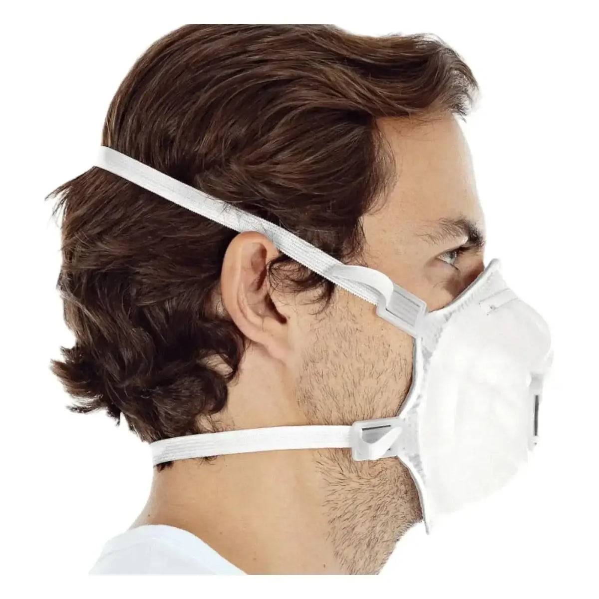 Weiße hygo star atemschutzmaske ffp3 nr d 29355 mit verstellbaren elastischen bändern und vorgeformtem pp material
