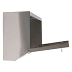 Stainless steel wall-mounted tool box with hinged lid and keyhole for secure storage in hygienic environments