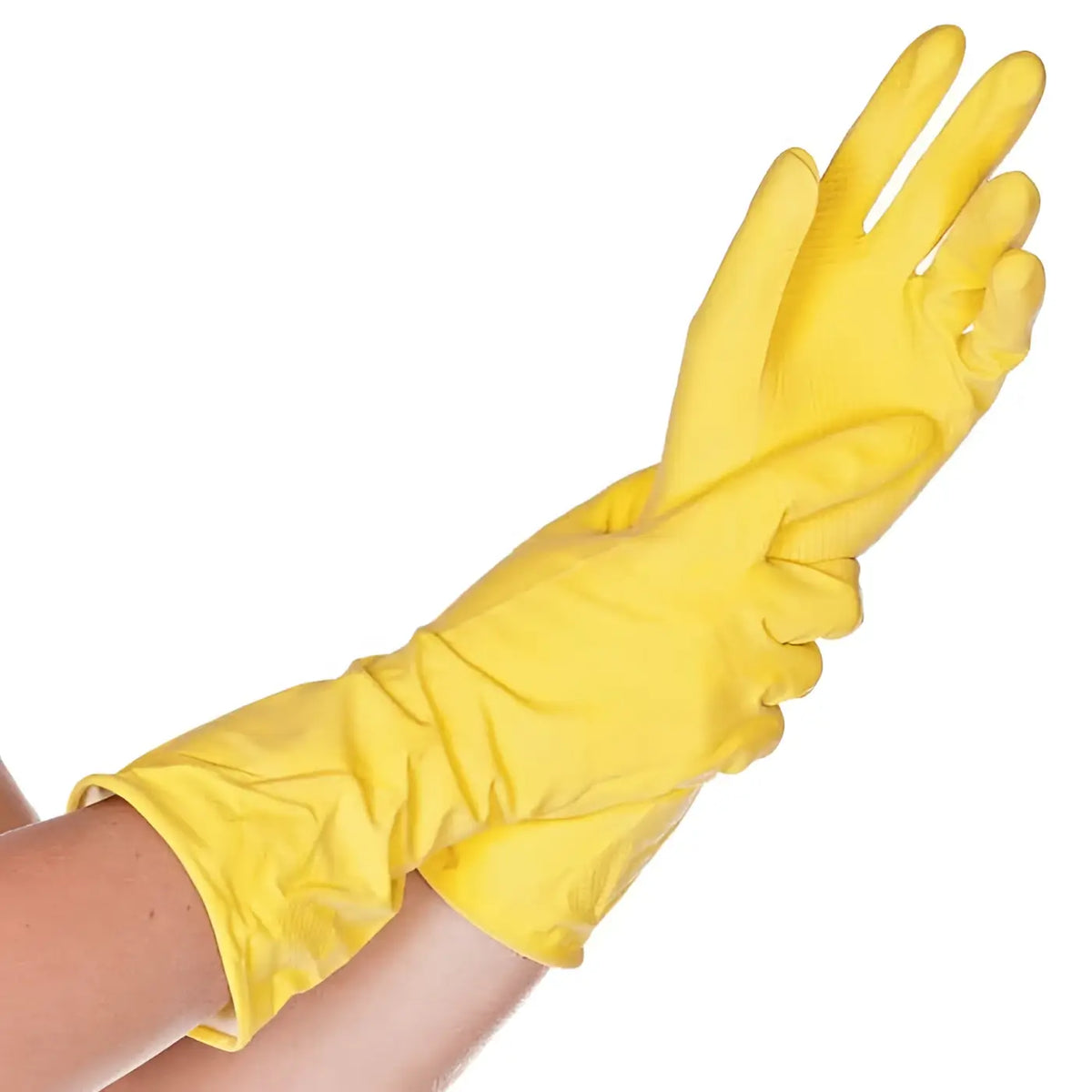 Bright gelbe hygostar haushaltshandschuhe bettina mit weichem material und elastischem bündchen, 12 paar