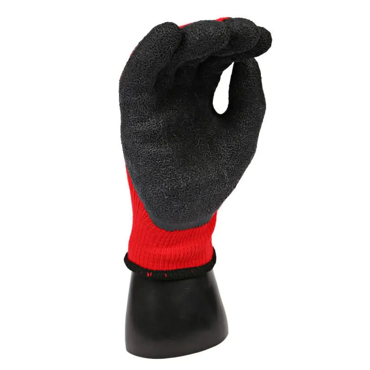 Schwarzer und roter kälteschutzhandschuh mit strukturierter palm für winterarbeiten von hygostar winter star