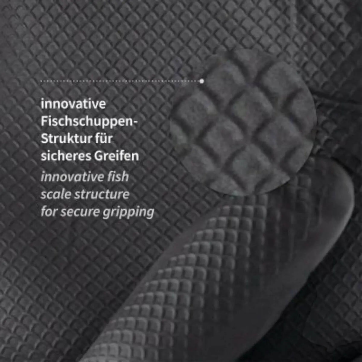 Black rubber sole of hygostar power grip long nitril-handschuhe schwarz 50 stück with innovative fish scale grip structure
