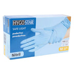 Hygostar safe light nitril handschuhe blau powderfree gr m in 100er box aus nitril material