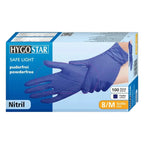 Hygostar safe light blaue nitrilhandschuhe puderfrei in box mit 100 stück für sicheren gebrauch
