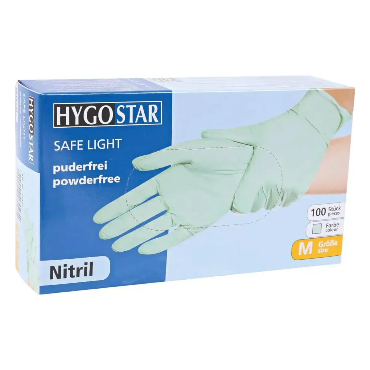 Hygostar safe light nitril handschuhe in mintgrün 100 stück powderfrei und lichtgrün