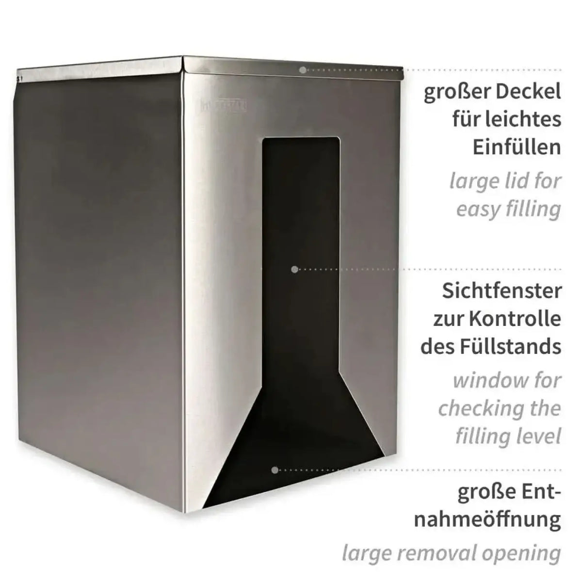 Hygo star spender für overalls und kittel aus edelstahl mit großem deckel und transparentem füllstandfenster