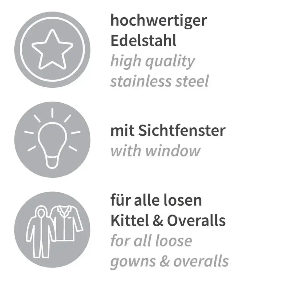 Hochwertiger edelstahl-gürtelclip mit fenster für lockere overalls und kittel hygoStar spender für overalls & kittel