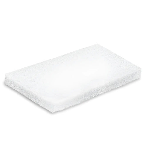 Weißes rechteckiges scheuerpad janex handpad 25x11,5 cm mit strukturierter faseroberfläche