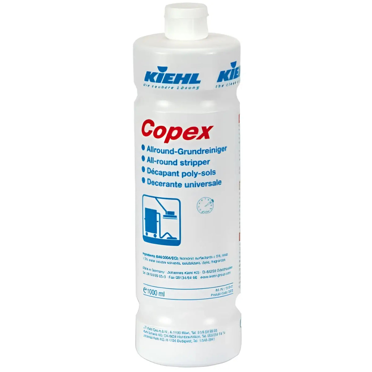 Weiße plastikflasche kiehl copex grundreiniger 1l allround stripper für gründliche reinigung