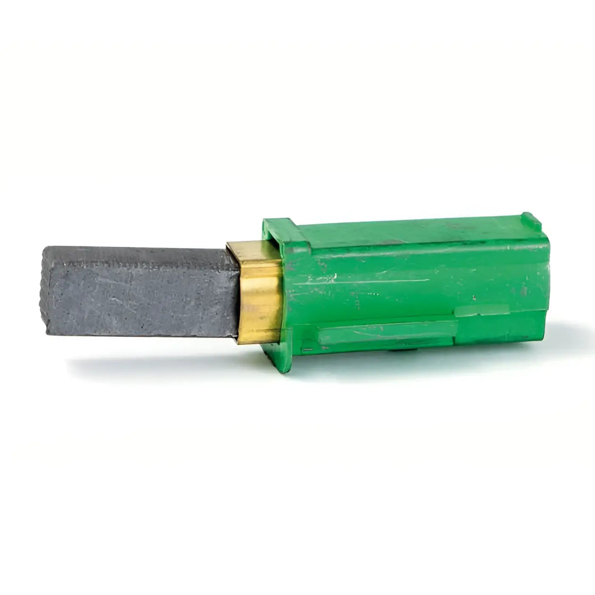 Kohlebürste für saugmotor 36v 730w mit grünem plastikgehäuse, messingstecker und dunkelgrauem kohlebürstenmaterial