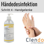Klarer plastikflasche langguth de21 desmila lsi handdesinfektion 500ml mit weißem spender und gelbem etikett