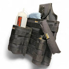 Schwarzer taktischer werkzeugorganizer maykker covert trio set mit mehreren fächern und verstellbaren riemen aus robustem stoff