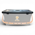 Grauer plastik Eimer mit schwarzem Deckel und pfirsichfarbenem Griff mit orange krush Logo für 22 liter von maykker