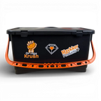 Schwarzer plastik eimer mit orangenem griff und Maykker logo 22 liter volumen
