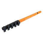 Maykker mini pure carbon teleskopstange in orange und schwarz mit ineinandergreifenden segmenten aus kohlefaser