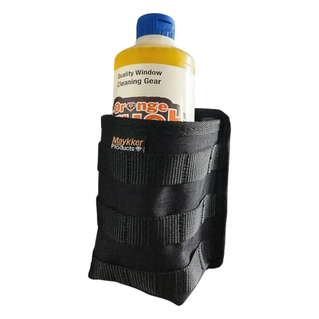 Maykker smart bag bottleholder schwarzer taktischer flaschenhalter aus strukturiertem gewebematerial mit orange farbigem logo