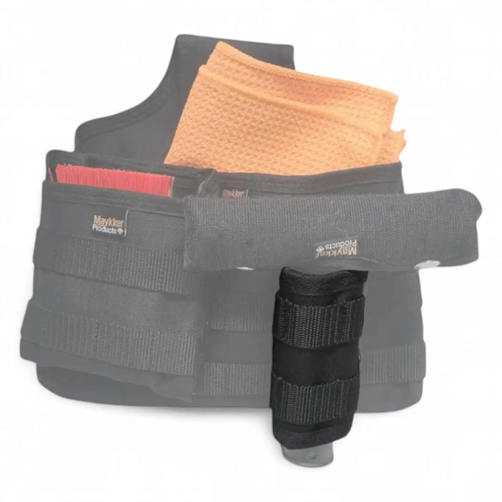 Maykker smart bag smarttube schwarze werkzeuggürtel mit mehreren fächern hält orange gestricktes tuch und rote bürste