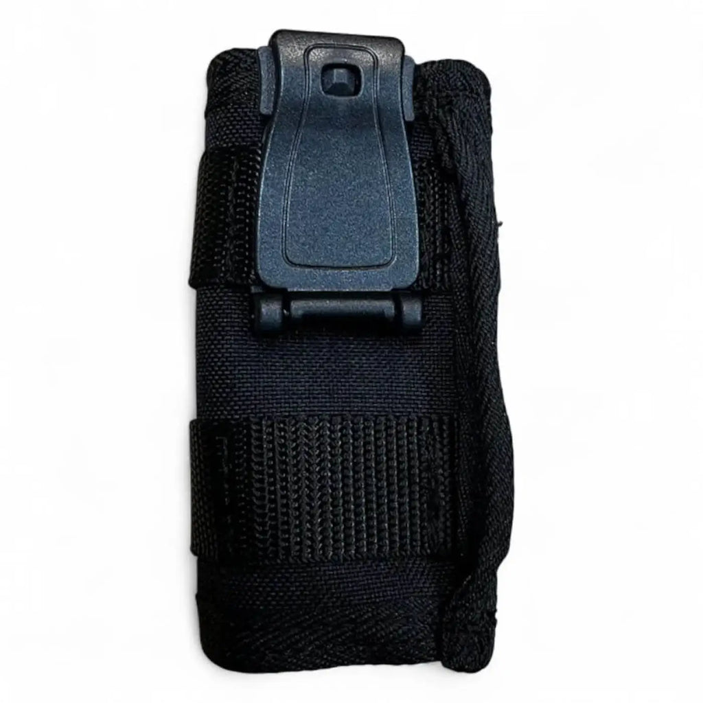 Schwarze taktische handyholster mit strapazierfähigem nylongewebe und mattschwarzem kunststoffclip für maykker smart bag smarttube