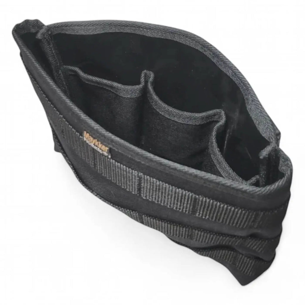 Schwarzer mayffer organizer-einsatz mit mehreren fächern und strukturiertem stoff im maykker smart bag standardbag frontloader
