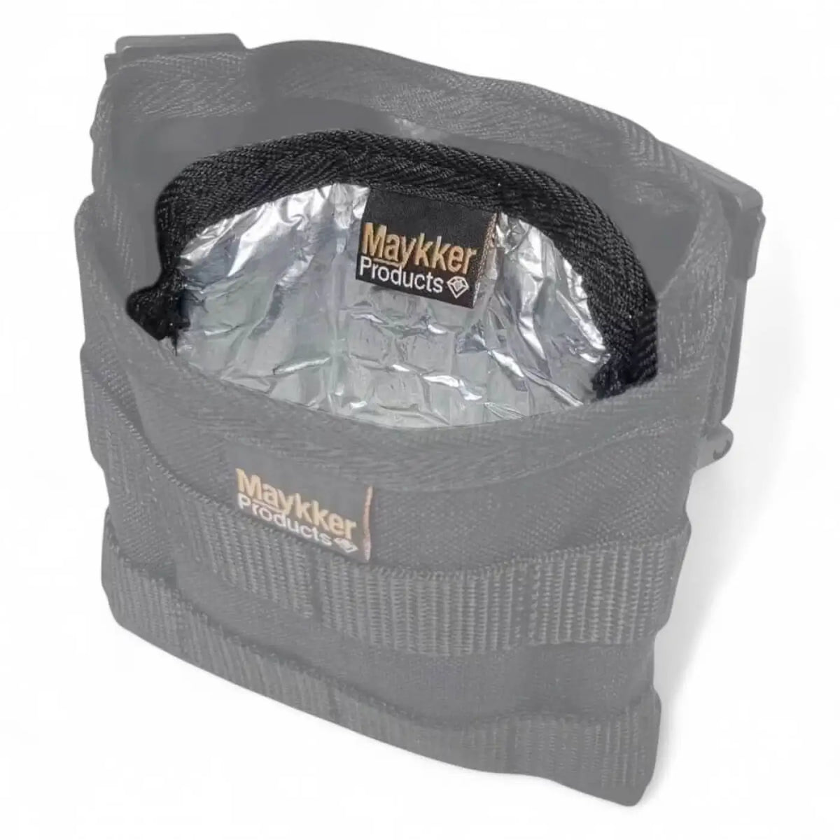 Maykker smart bag tannerpouch small graue isolierte lebensmitteltragetasche mit schwarzem stoffgriff und reflektierendem innenfutter
