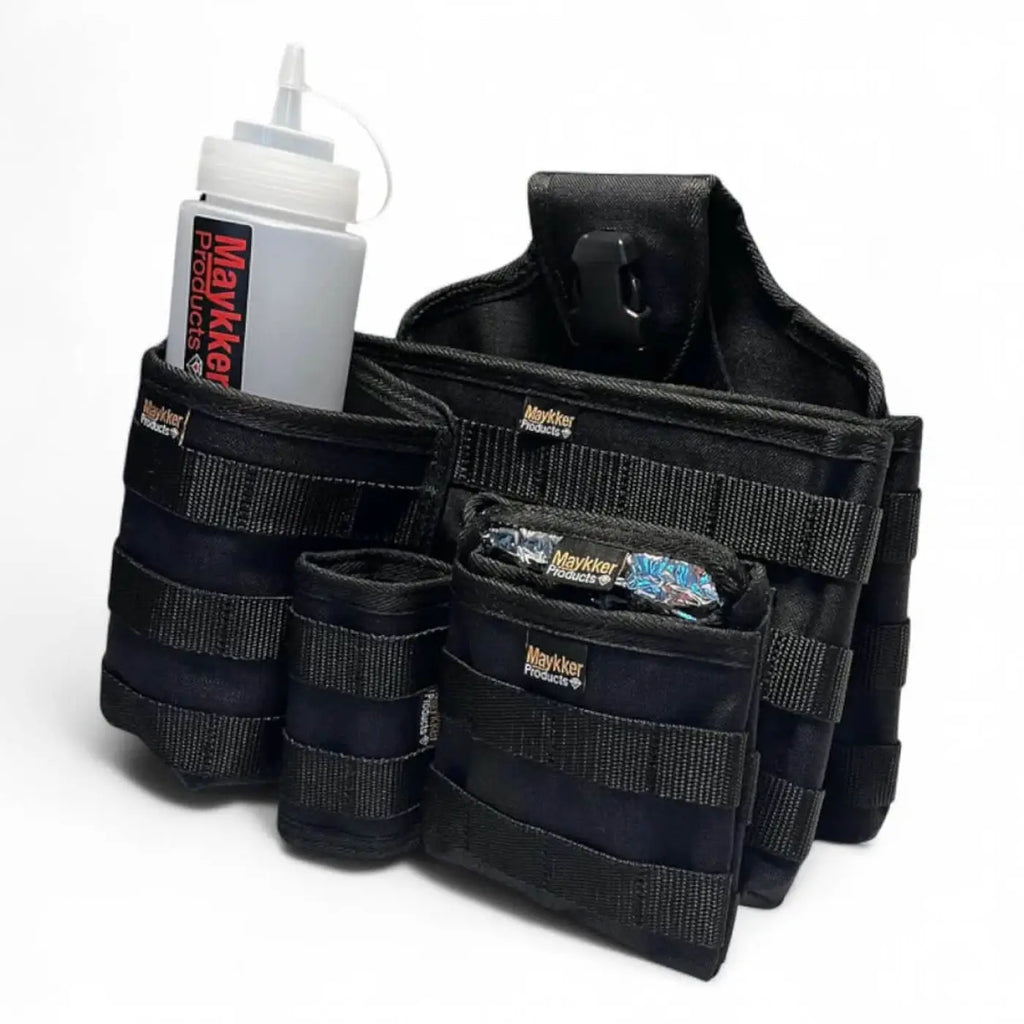 Schwarzer maykker tactical advantage set tasche mit mehreren fächern und verstellbaren gurten aus robustem material