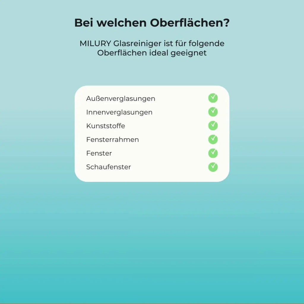 Milury glasreiniger konzentrat 1 liter für außen und innenfenster plastikflächen fensterrahmen und vitrinen