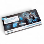 Blau-schwarzes moerman 5in1 fensterreinigungs-starterkit mit man holding cleaning tools auf der box