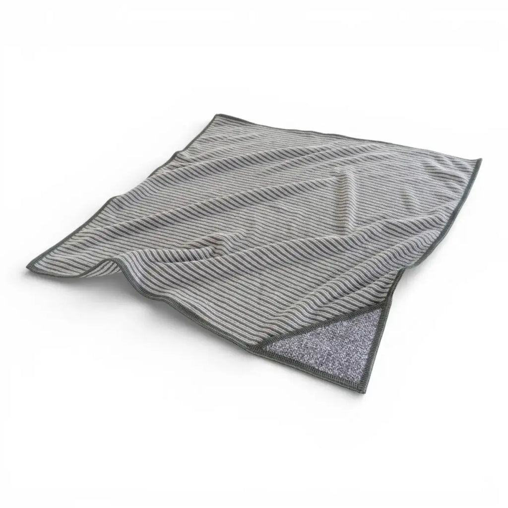 Moerman bambus fenstertuch 40x40cm 2 stück graues gestreiftes mikrofasertuch mit strukturierter, saugfähiger oberfläche und verstärktem rand