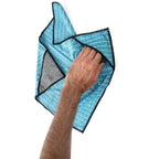 Moerman bambus reinigungstuch 60x40cm aus hellblauem mikrofaser mit weißem gittermuster und grauer dreieckspitze