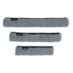 Set aus drei grauen mikrofaser fensterreinigungspads mit schwarzem rand für moerman baobab fenstereinwascher bezug recycelt