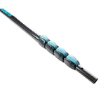 Moerman carbonator teleskopstange aus kohlefaser mit teal und schwarzen segmentverbindungen