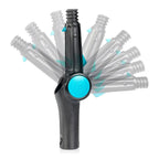 Moerman dr angle mini winkel-adapter mit schwarzem und türkisfarbenem plastikgriff und rundem seitlichem knopfschalter