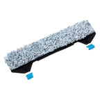 Gray and black microfiber mop head with blue plastic clips for moerman fugu fliqu einwascher bezug