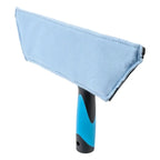 Blauer mikrofasersqueegee mit ergonomischem schwarz-blauem griff für moerman gekko microglass reinigungspad