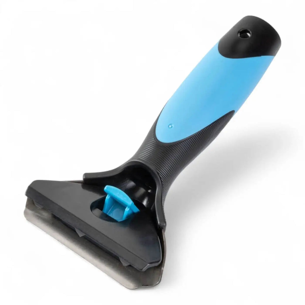 Blau und schwarzer ergonomischer moerman premium snapper 2.0 fensterwischer griff mit metallklinge