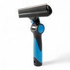 Blau-schwarzer ergonomischer fensterschaber moerman sharkblade mit flexiblem gummiblatt für streifenfreie reinigung