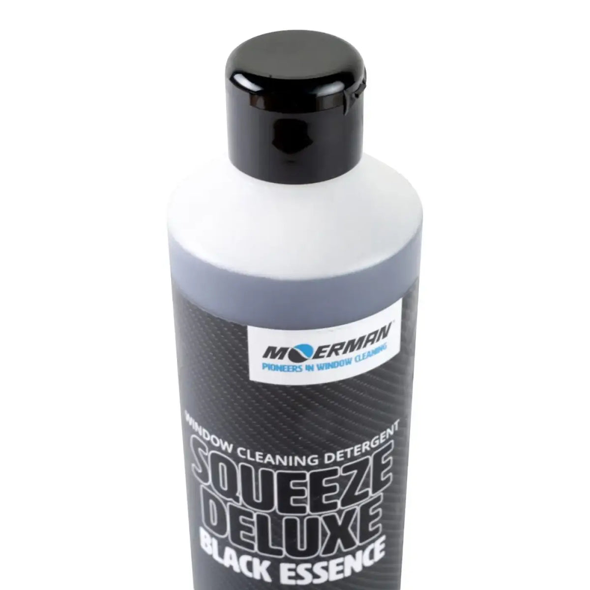 Schwarz-weiße plastikflasche moerman squeeze deluxe black essence fensterreiniger für streifenfreies putzen