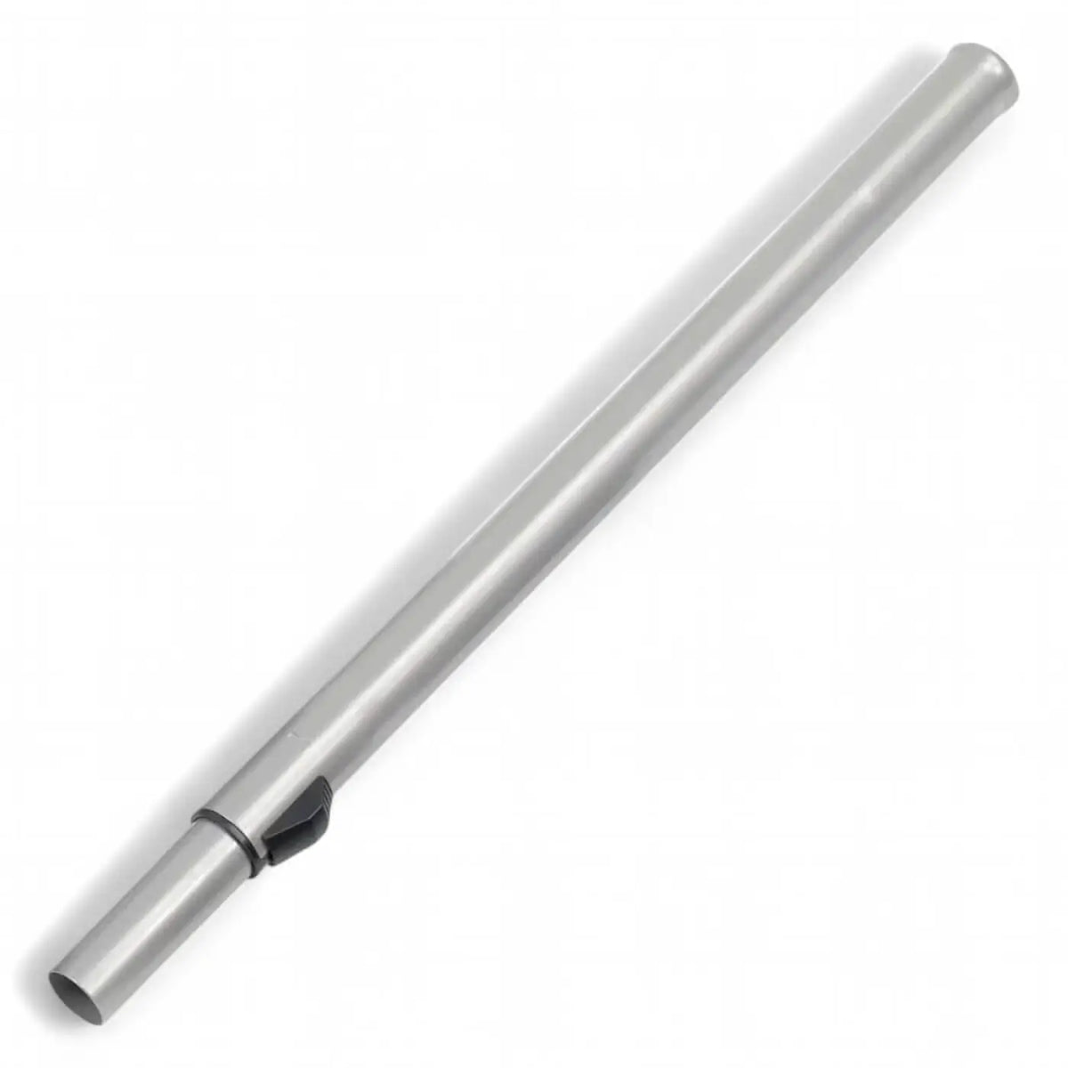 Silberner metallic staubsaugerschlauch mit schwarzem plastikanschluss für nilfisk teleskoprohr alu ø 32 mm