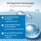 Blaue multi-beschichtete nitrilhandschuhe rapid-on mit perforierter oberfläche für bessere gleitfähigkeit bei nassen bedingungen