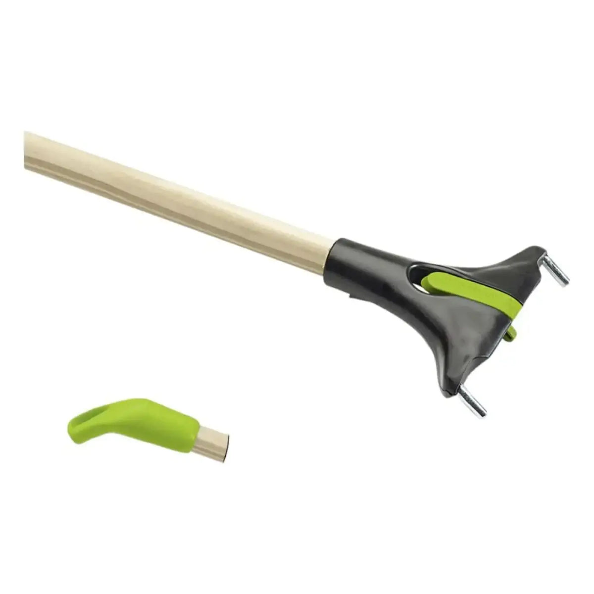 Nölle beconnect holz-stiel ø 23,5 mm mit schwarzem und limettengrünem griffaufsatz für wischer