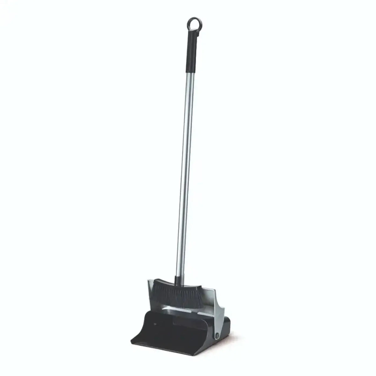 Nölle kehrboy langstielkehrgarnitur set mit klappschaufel schwarzer und silberner kehrblech mit bürste und ergonomischem metallgriff